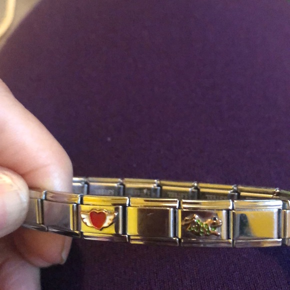 Composable classic Steel bracelet with 2 charms - Picture 1 of 6